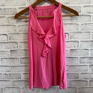 Lilly Pulitzer 100% Pima cotton sleeveless hot pink v-neck ruffle top size XXS